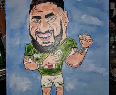Large rugby painting on canvas