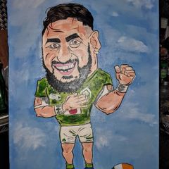 Large rugby painting on canvas