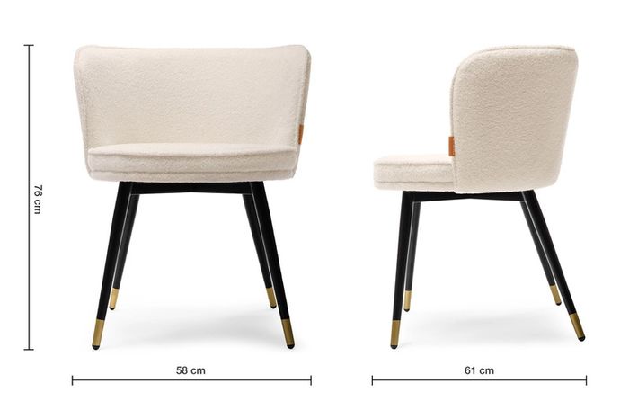 Modern White Faux Lamb Wool Chair With Gold Leg Ends