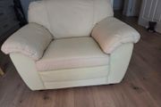 Cream Leather Sofa and 2 Chairs-FREE