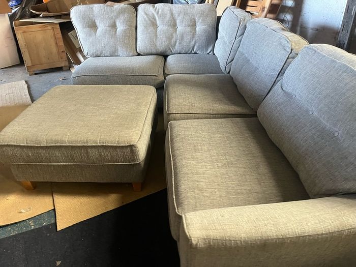 grey corner sofa with matching footstool couch