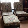 Ercol Victorian Tapestry Revival Old Colonial Yorshire Tall back Armchairs Set Image 9
