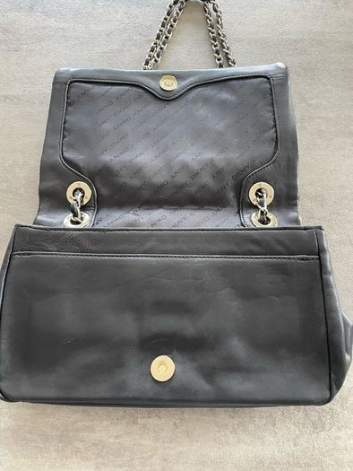 Dkny gold eyelet black leather bag