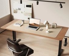 Leather Desk Mat, Large Mouse Mat, Non-Slip Desk Pad, Waterproof Leather Table Protector Writing Pad for Office and Home (100 x 50 cm, Beige)