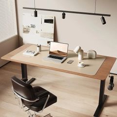 Leather Desk Mat, Large Mouse Mat, Non-Slip Desk Pad, Waterproof Leather Table Protector Writing Pad for Office and Home (100 x 50 cm, Beige)