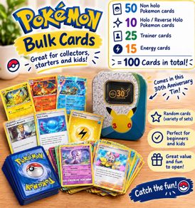 Pokemon TCG Bulk - 100 Cards in 30th Anniversary Tin