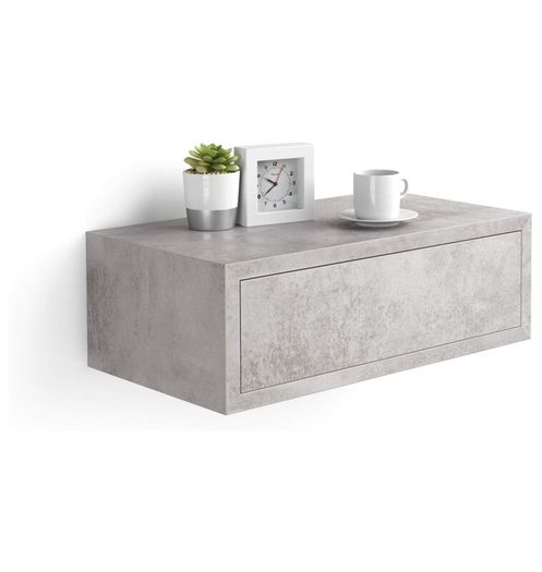 2 Grey Concrete Effect Floating Bedside Tables