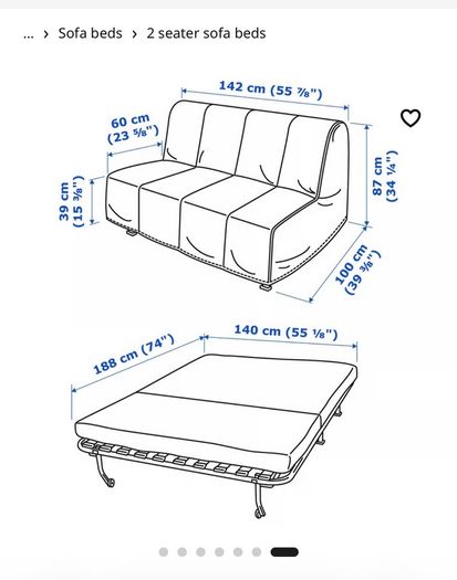 Two seater Ikea sofa bed
