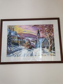 Handmade Cross Stitch Embroidy picture- winter snow