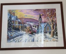 Handmade Cross Stitch Embroidy picture- winter snow