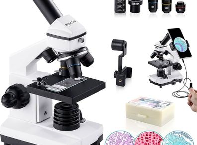 100X-2000X Microscope for Kids Adults, with Microscope Slides Kit, Professional Biological Microscope for Students School Laboratory