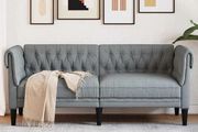 Chesterfield Sofa Light grey 182.5 x 74.5 x 74.5 cm Fabric