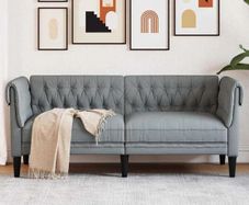 Chesterfield Sofa Light grey 182.5 x 74.5 x 74.5 cm Fabric