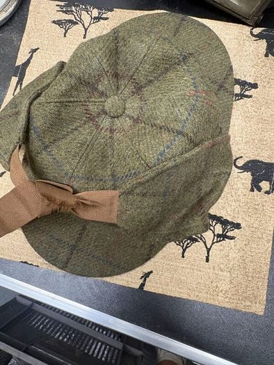 Vintage Green Wool Tweed Deerstalker Hat Large Made in England