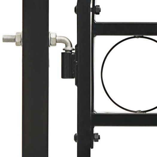 Fence Gate Double Door with Arched Top Steel 400x175 cm Black