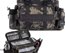 Single Shoulder Sea Fishing Tackle Bags Tackle Storage Backpack for Carp Fishing, Camouflage Outdoor Carryall Bag Hiking Travel Pack, 40 28 20CM