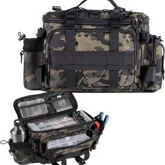 Single Shoulder Sea Fishing Tackle Bags Tackle Storage Backpack for Carp Fishing, Camouflage Outdoor Carryall Bag Hiking Travel Pack, 40 28 20CM