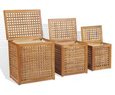 Laundry Box Set 3 Pieces Teak