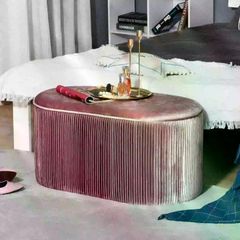 Rectangle Storage Ottoman Mid Century Modern Bench Stool Velvet Footrest