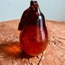 Large Vintage Amber Art Glass Pear Paperweight Hand Blown Bubble Glass Autumn Decor Image 6
