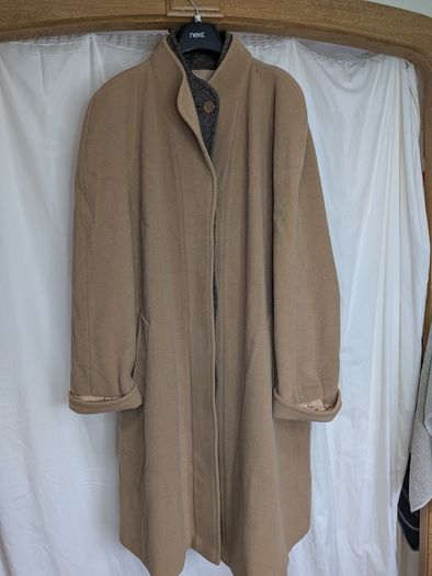 Camel Wool Blend Long Swing Coat  Size Approx UK 20 to 22