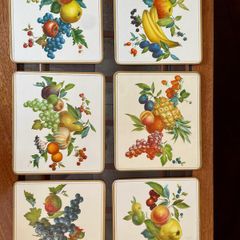 Vintage Pimpernel England Cork Backed Table Mats Fruit Medley 1970s