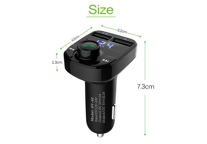 FM Transmitter Aux Modulator Bluetooth Handsfree Car Kit Car Audio MP3 Player with 3.1A Quick Charge Dual USB Car Charger iPhone iPad Tablet