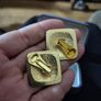 1980s Large Earrings, Navy and Gold, Clip On Image 3