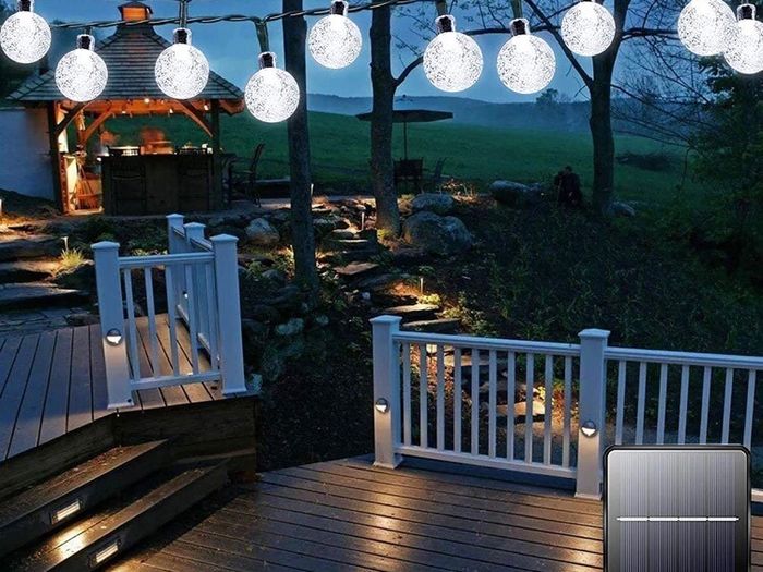 Solar Garden Lights Outdoor Waterproof, 50LED 7M/23Ft Solar Fairy Lights, Crystal Ball Lights with 8 Modes, Decorative Lighting for Home, Yard, Patio, Party, Wedding, Christmas