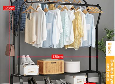 Coat Rack Garment Rack Free-standing Clothes Hanger with Top Rod Clothes Shelves Storage Wardrobe Hanger Floor Cloth Drying Rack