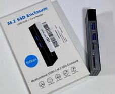 M.2 NVME Enclousure, USB-C External M.2 SSD Enclosure with USB Hub, M.2 Hard Drive Enclousure Supports 2242/2260/2280 M.2 SSD, USB 2.0/SD/TF Card
