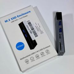 M.2 NVME Enclousure, USB-C External M.2 SSD Enclosure with USB Hub, M.2 Hard Drive Enclousure Supports 2242/2260/2280 M.2 SSD, USB 2.0/SD/TF Card