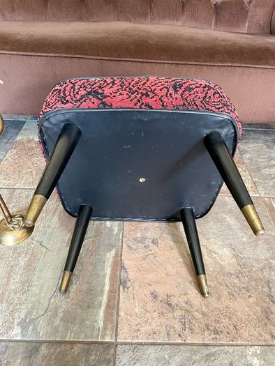 Vintage Rare Mid Century Sherborne Style Footstool with Atomic Legs 1960s