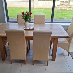 Solid Oak Extendable Dining Table & 6 Chairs
