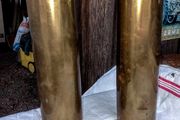 Pair of antique brass hot water bottles