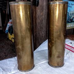 Pair of antique brass hot water bottles