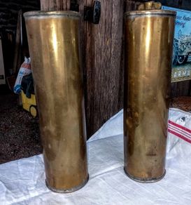 Pair of antique brass hot water bottles