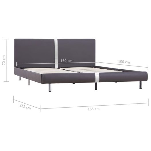 Bed Frame Grey Faux Leather 150x200 cm