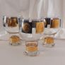 Fabulous Rare Set of Three Vintage Retro MCM Goblet Shaped Beer Glasses by CERA Glass in the Black and 22Carat Gold US Presidential Coin Pattern #P28 Circa 1960's Image 2
