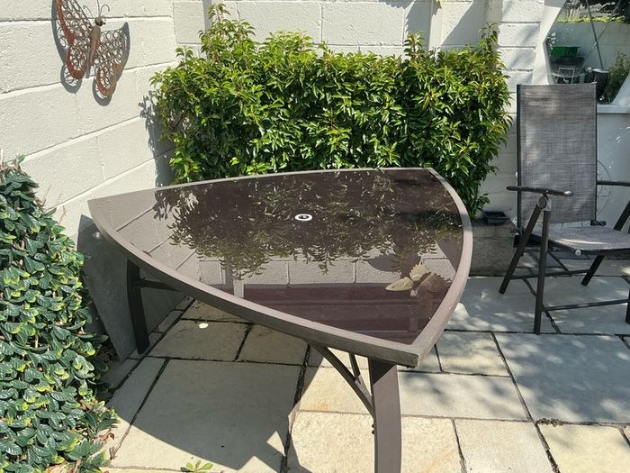 Black top Aluminium Frame Garden Table.