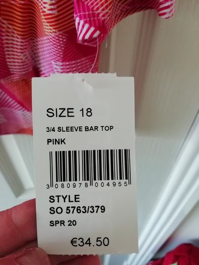 Gerard 3/4 sleeve bar dressy top pink size 18 NEW with tags