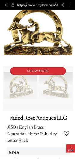 Vintage brass equestrian letter holder