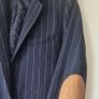 Navy Pinstripe Wool Blazer Image 3
