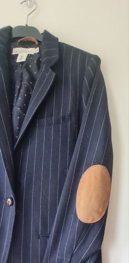 Navy Pinstripe Wool Blazer
