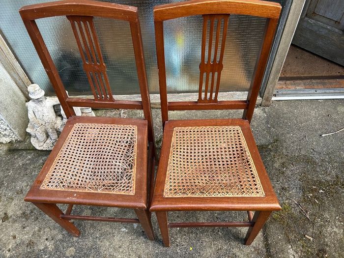 Art Deco/Nouveau Antique Caned Seat Wooden Chairs