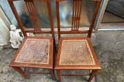 Art Deco/Nouveau Antique Caned Seat Wooden Chairs