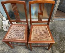 Art Deco/Nouveau Antique Caned Seat Wooden Chairs