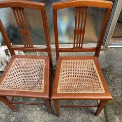 Art Deco/Nouveau Antique Caned Seat Wooden Chairs