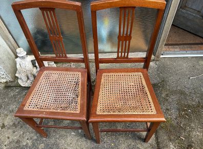 Art Deco/Nouveau Antique Caned Seat Wooden Chairs