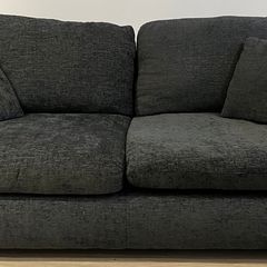 3 and 2 seater dark grey fabric sofa